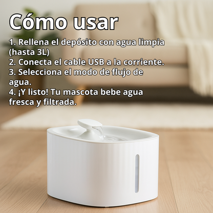 Bebedero de 3L Automático para Mascotas con Agua Limpia y en Movimiento