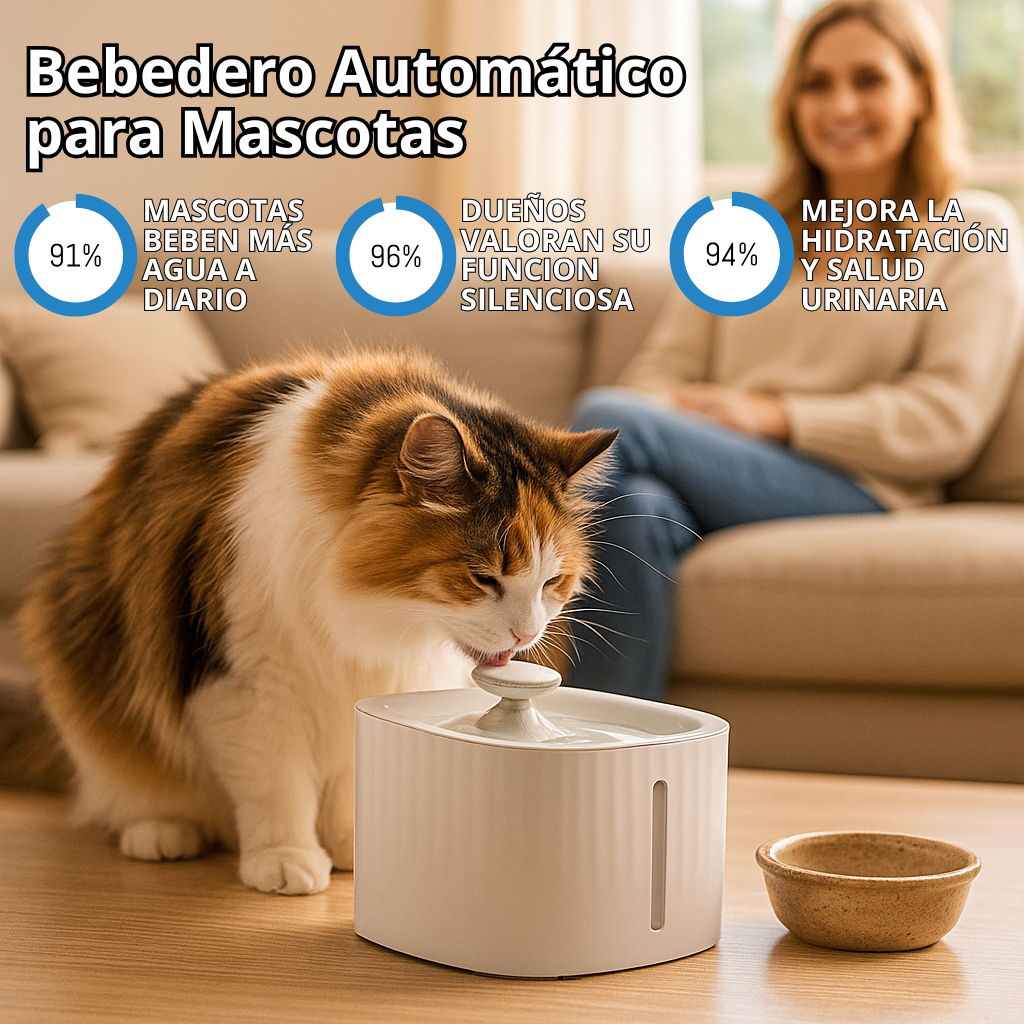 Bebedero de 3L Automático para Mascotas con Agua Limpia y en Movimiento