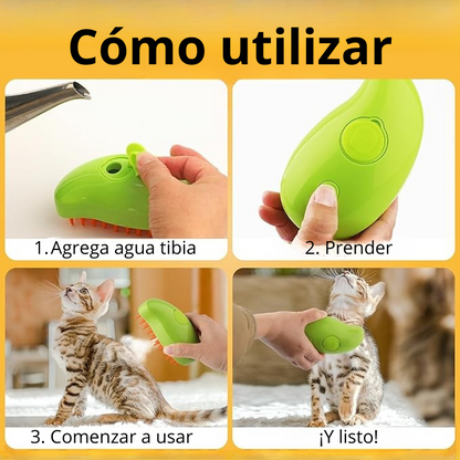 Cepillo con Vapor y Quitapelusas para Mascotas, Suave y Duradero